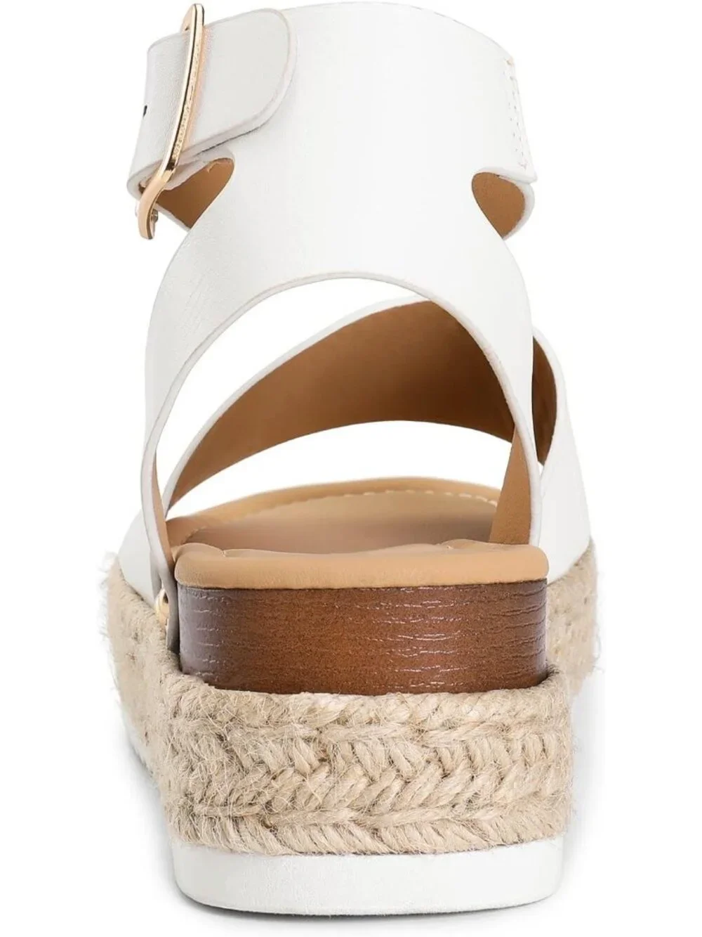 Women's White Comfortable Platform Espadrilles Ankle Strap Wedge Sandal Shoes